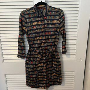 Tommy Hilfiger Black Bookprint Button-Front Shirt Dress